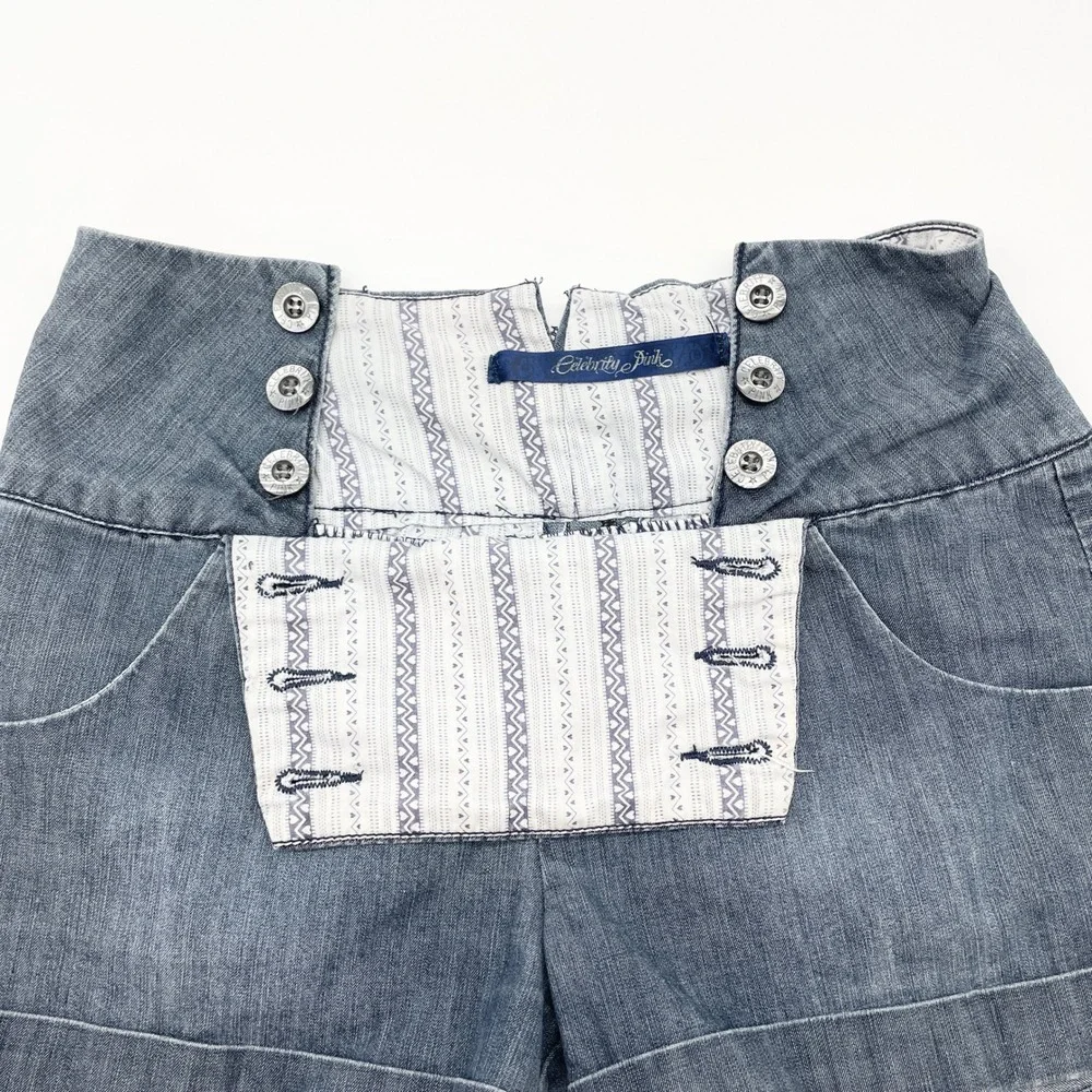 Celebrity Pink Denim Shorts Juniors 9 High Waist Sailor Stretch Nautical Y2K - Picture 7 of 13
